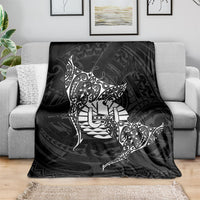 French Polynesia Manta Ray Tattoo Blanket Tahiti Hahalua Turtle Shark Black Color