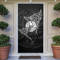 French Polynesia Manta Ray Tattoo Door Cover Tahiti Hahalua Turtle Shark Black Color LT14 Black - Polynesian Pride