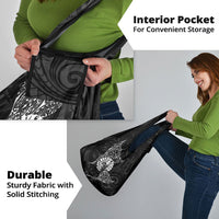 French Polynesia Manta Ray Tattoo Grocery Bag Tahiti Hahalua Turtle Shark Black Color