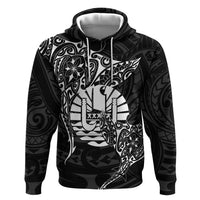 French Polynesia Manta Ray Tattoo Hoodie Tahiti Hahalua Turtle Shark Black Color LT14 Pullover Hoodie Black - Polynesian Pride