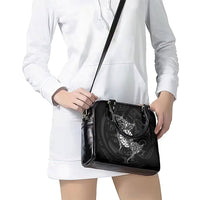 French Polynesia Manta Ray Tattoo Shoulder Handbag Tahiti Hahalua Turtle Shark Black Color