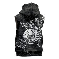 French Polynesia Manta Ray Tattoo Sleeveless Hoodie Tahiti Hahalua Turtle Shark Black Color LT14 - Polynesian Pride