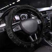 French Polynesia Manta Ray Tattoo Steering Wheel Cover Tahiti Hahalua Turtle Shark Black Color LT14 Universal Fit Black - Polynesian Pride