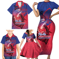 Guam Blue Marlin Fishing Family Matching Short Sleeve Bodycon Dress and Hawaiian Shirt Guahan Fish Hook Tattoo LT14 - Polynesian Pride
