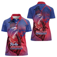 Guam Blue Marlin Fishing Women Polo Shirt Guahan Fish Hook Tattoo LT14 - Polynesian Pride