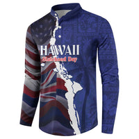 Personalized Hawaii Statehood Day Button Sweatshirt 66th Anniversary - Polynesian Pride