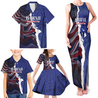 Personalized Hawaii Statehood Day Family Matching Tank Maxi Dress and Hawaiian Shirt 66th Anniversary - Polynesian Pride