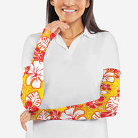 Yellow Hawaii Hibiscus Arm Sleeves Tropical Flowers Seamless Pattern - Polynesian Pride