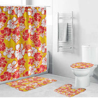 Yellow Hawaii Hibiscus Bathroom Set Tropical Flowers Seamless Pattern - Polynesian Pride