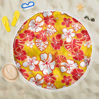 Yellow Hawaii Hibiscus Beach Blanket Tropical Flowers Seamless Pattern LT14 One Size 150cm Yellow - Polynesian Pride