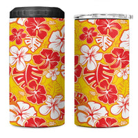 Yellow Hawaii Hibiscus 4 in 1 Can Cooler Tumbler Tropical Flowers Seamless Pattern - Polynesian Pride