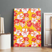 Yellow Hawaii Hibiscus Canvas Wall Art Tropical Flowers Seamless Pattern LT14 - Polynesian Pride