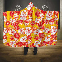 Yellow Hawaii Hibiscus Hooded Blanket Tropical Flowers Seamless Pattern - Polynesian Pride