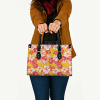 Yellow Hawaii Hibiscus Leather Bag Tropical Flowers Seamless Pattern - Polynesian Pride