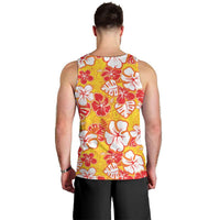 Yellow Hawaii Hibiscus Men Tank Top Tropical Flowers Seamless Pattern LT14 - Polynesian Pride
