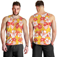 Yellow Hawaii Hibiscus Men Tank Top Tropical Flowers Seamless Pattern LT14 - Polynesian Pride