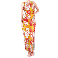Yellow Hawaii Hibiscus Tank Maxi Dress Tropical Flowers Seamless Pattern - Polynesian Pride