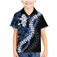 Polu Aloha Hawaii Lei Family Matching Mermaid Dress and Hawaiian Shirt Tropical Flowers Elegant Vibe LT14 Son's Shirt Blue - Polynesian Pride