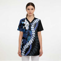 Polu Aloha Hawaii Lei Scrub Top Tropical Flowers Elegant Vibe - Polynesian Pride