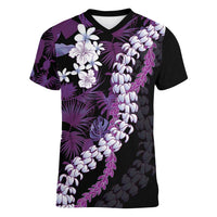 Poni Aloha Hawaii Lei Women V-Neck T-Shirt Tropical Flowers Elegant Vibe - Polynesian Pride