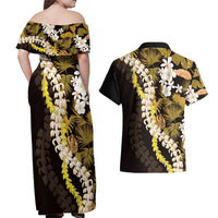 Kula Aloha Hawaii Lei Couples Matching Off Shoulder Maxi Dress and Hawaiian Shirt Tropical Flowers Elegant Vibe - Polynesian Pride