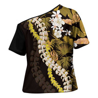 Kula Aloha Hawaii Lei Cross Shoulder Shirt Tropical Flowers Elegant Vibe - Polynesian Pride