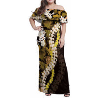 Kula Aloha Hawaii Lei Family Matching Off Shoulder Maxi Dress and Hawaiian Shirt Tropical Flowers Elegant Vibe - Polynesian Pride