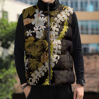 Kula Aloha Hawaii Lei Sleeveless Puffer Jacket Tropical Flowers Elegant Vibe - Polynesian Pride