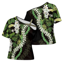 Omaomao Aloha Hawaii Lei Cross Shoulder Shirt Tropical Flowers Elegant Vibe - Polynesian Pride