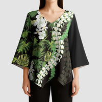 Omaomao Aloha Hawaii Lei Kimono Sleeve Blouse Tropical Flowers Elegant Vibe - Polynesian Pride