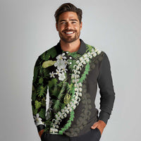 Omaomao Aloha Hawaii Lei Long Sleeve Polo Shirt Tropical Flowers Elegant Vibe - Polynesian Pride