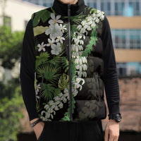 Omaomao Aloha Hawaii Lei Sleeveless Puffer Jacket Tropical Flowers Elegant Vibe - Polynesian Pride