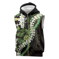 Omaomao Aloha Hawaii Lei Sleeveless Zip Hoodie Tropical Flowers Elegant Vibe LT14 Green - Polynesian Pride