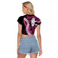 Akala Aloha Hawaii Lei Raglan Cropped T Shirt Tropical Flowers Elegant Vibe - Polynesian Pride