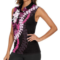 Akala Aloha Hawaii Lei Women Sleeveless Polo Shirt Tropical Flowers Elegant Vibe - Polynesian Pride