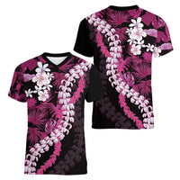 Akala Aloha Hawaii Lei Women V-Neck T-Shirt Tropical Flowers Elegant Vibe - Polynesian Pride