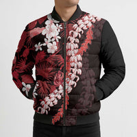 Ulaula Aloha Hawaii Lei Bomber Puffer Jacket Tropical Flowers Elegant Vibe - Polynesian Pride