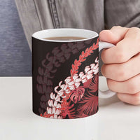 Ulaula Aloha Hawaii Lei Ceramic Mug Tropical Flowers Elegant Vibe - Polynesian Pride