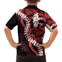 Ulaula Aloha Hawaii Lei Family Matching Off Shoulder Short Dress and Hawaiian Shirt Tropical Flowers Elegant Vibe - Polynesian Pride