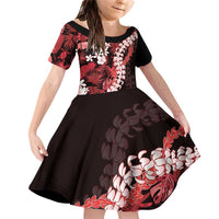 Ulaula Aloha Hawaii Lei Family Matching Off Shoulder Short Dress and Hawaiian Shirt Tropical Flowers Elegant Vibe - Polynesian Pride