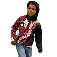 Ulaula Aloha Hawaii Lei Kid Hoodie Tropical Flowers Elegant Vibe - Polynesian Pride