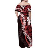 Ulaula Aloha Hawaii Lei Off Shoulder Maxi Dress Tropical Flowers Elegant Vibe - Polynesian Pride
