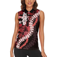 Ulaula Aloha Hawaii Lei Women Sleeveless Polo Shirt Tropical Flowers Elegant Vibe - Polynesian Pride
