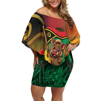 Vanuatu Independence Day Family Matching Off Shoulder Short Dress and Hawaiian Shirt Chibi Boar Proud To Be A Ni-Van LT14 Mom's Dress Multicolor - Polynesian Pride