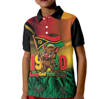 Vanuatu Independence Day Kid Polo Shirt Chibi Boar Proud To Be A Ni-Van LT14 Kid Multicolor - Polynesian Pride