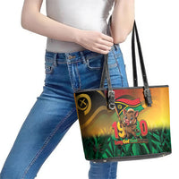 Vanuatu Independence Day Leather Tote Bag Chibi Boar Proud To Be A Ni-Van LT14 - Polynesian Pride