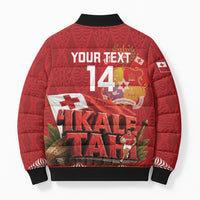 Tonga Rugby Custom Bomber Puffer Jacket 2026 Go Ikale Tahi Ngatu Pattern LT14 - Polynesian Pride