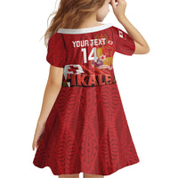 Tonga Rugby Custom Family Matching Off Shoulder Short Dress and Hawaiian Shirt 2026 Go Ikale Tahi Ngatu Pattern LT14 - Polynesian Pride