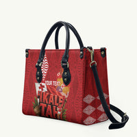 Tonga Rugby Custom Leather Bag 2026 Go Ikale Tahi Ngatu Pattern LT14 Red - Polynesian Pride