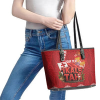 Tonga Rugby Custom Leather Tote Bag 2026 Go Ikale Tahi Ngatu Pattern LT14 - Polynesian Pride